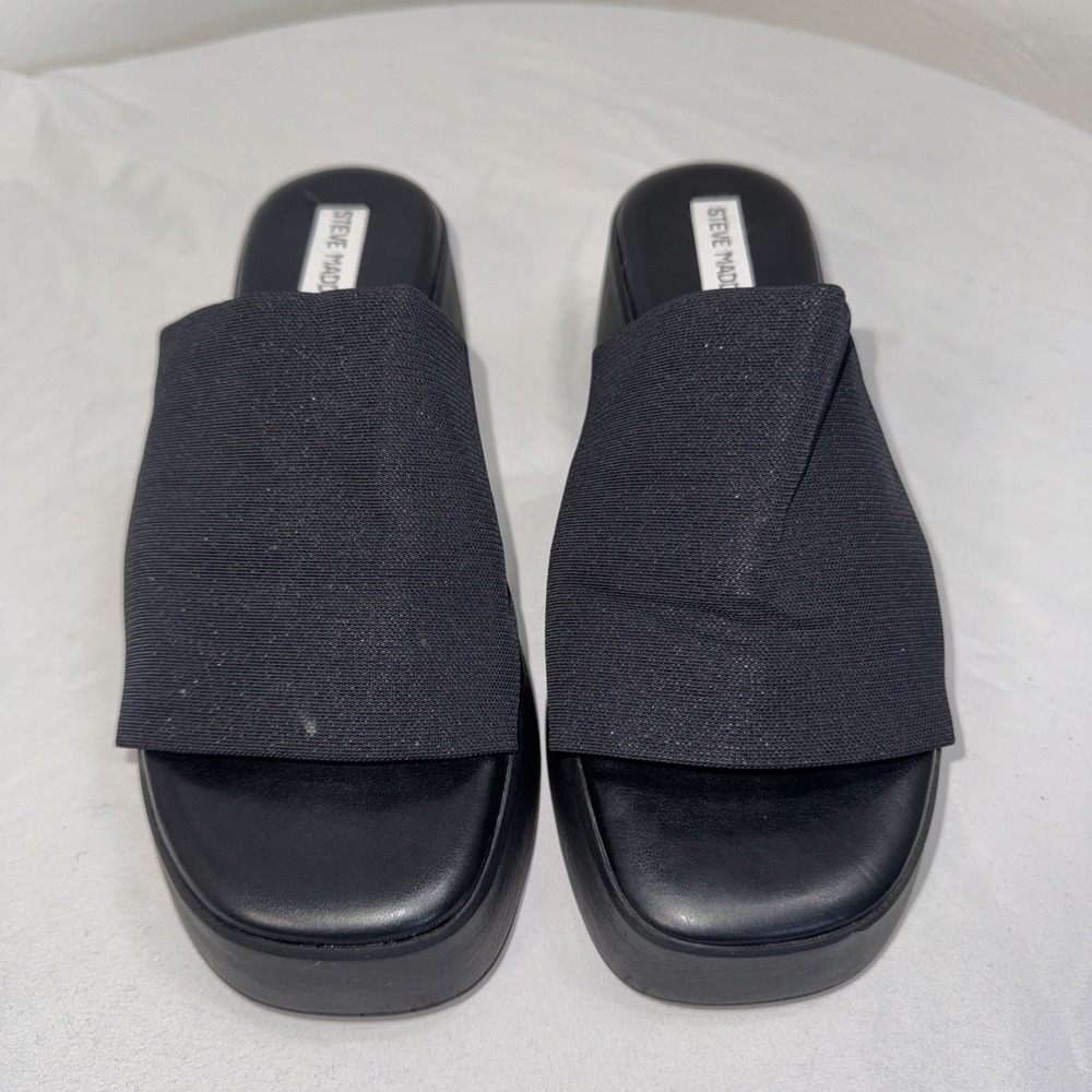 Steve Madden Black Fabric Slide Sandals